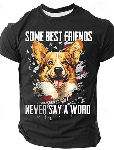  Men's Dog T shirt Short Sleeve T shirt 3D Print Crew Neck Shirt Retro Vintage Casual Street Style Sports Outdoor Holiday Going out Black 1 Black 3 Black 2 Spring & Summer Clothing Apparel S M L XL