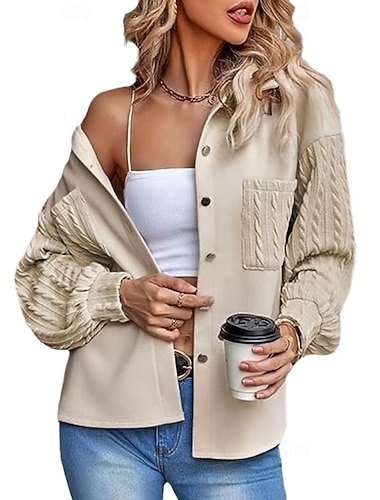  Damen Mantel Outdoor Strasse Täglich Frühling Herbst Lang Mantel Regular Fit Windundurchlässig Atmungsaktiv Stilvoll Moderne Brautkleider schlicht Jacken Langarm nicht druckbar Glatt Mit Taschen
