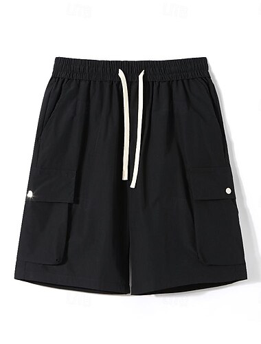  Men's Casual Shorts Baggy Shorts Casual Daily Weekend Outdoor Lightweight Materials Knee Length Activewear Black Khaki Inelastic