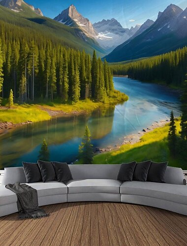  Natur Wasserfall Felsen Wandteppich Landschaft Wandkunst großer Wandteppich Wandbild Dekor Fotografie Hintergrund Decke Vorhang Haus Schlafzimmer Wohnzimmer Dekoration Wandtuch XXL Natur