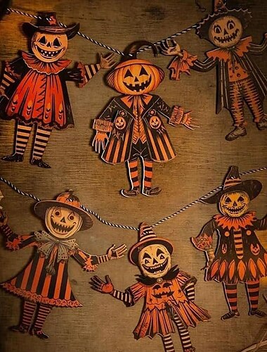  6 stk/sett rustikk halloween trespiral, vintage stil dekorasjoner, halloween bunting dekorasjoner, 6 flagg heks banner gresskar tema, perfekt for fest og veggdekor