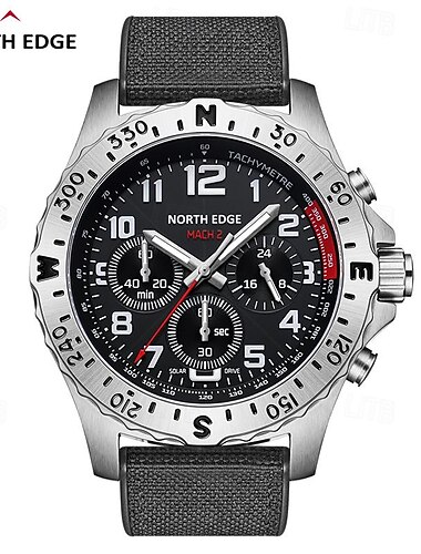  NORTH EDGE Herren Quarz uhr Geschäftlich Digitales Zifferblatt leuchtend WASSERDICHT Nylonband Beobachten