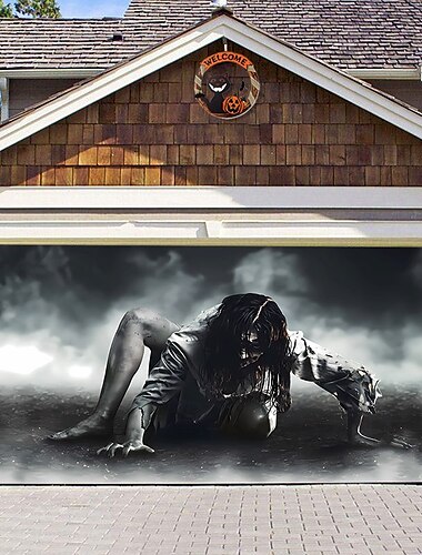  decorazioni per porte di Halloween, copertura per porta da garage di Halloween, zucche, jack o lantern, striscioni per esterni, pipistrelli fantasma, grandi fondali, decorazioni per le feste,