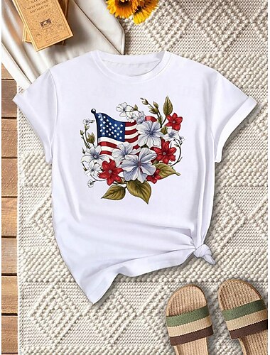  Damen T-Shirt 100% Baumwolle Alltagstauglich Casual Kurzarm Weiß Sommer