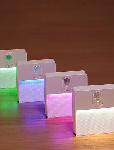  1 luz nocturna LED con sensor de movimiento infrarrojo, atenuación continua, luz nocturna recargable, encendido/apagado automático, colores ajustables para cocina, dormitorio, sala de estar, pasillo,