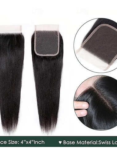  Cabello Vietnamita Cierre 4x4 Ondulado Grande / Recto Parte gratuito / Parte Medio Malla suiza Cabello humano remy Mujer con pelo de bebe / Entradas Naturales Ropa Cotidiana