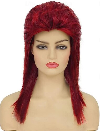  女性用肩の長さストレートナチュラルレイヤーヘア70年代80年代ロックコスチュームウィッグハロウィンコスプレパーティウィッグ