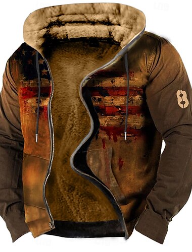  Herren Grafik-Drucke Nationalflagge Hoodie Sweatshirt Kapuze Hoodies Pullover Kapuzenshirt mit durchgehendem Reißverschluss Langarm Sweatshirt mit Kapuze Mit Kapuze Strassenmode 3D-Druck Casual