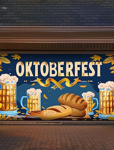  Deutsches Oktoberfest 2025 Außen Garagentor Abdeckung Banner Bier Vintage Märzenbier große Rückwanddekoration für Urlaub Außen Garagentor Haus Wanddekorationen