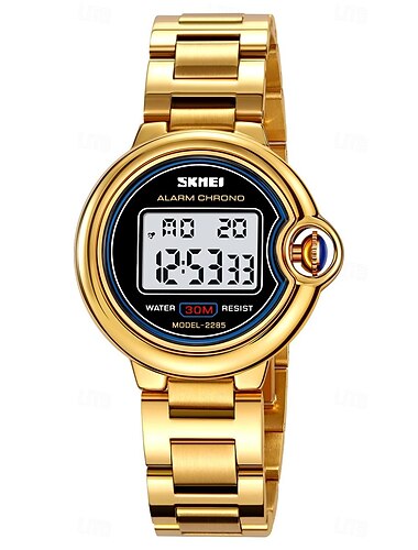  SKMEI Dame Digital klokke Mote Hverdagsklokke Armbåndsur Selvlysende Vekkerklokke Kalender Dato Rustfritt stål Klokke