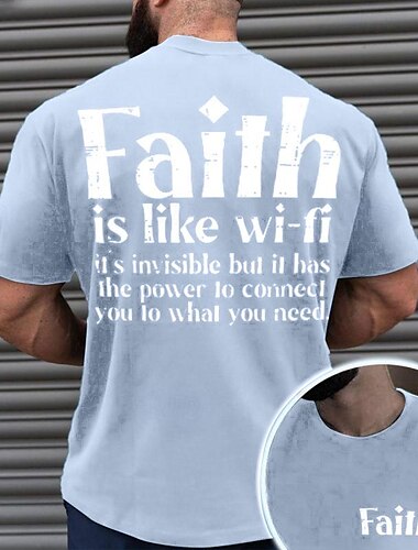  男性用 グラフィック 信仰 レタープリント Tシャツ グラフィックTシャツ コットン１００％ 半袖 グラフィック シャツ ブラック ダークブルー レッド 快適なTシャツ バケーション ストリート ファッションデザイナーの衣類
