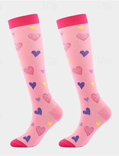  Kompressionsstrümpfe Sportsocken laufsocken 1 Paar Farbblock Damen Röhrensocken Atmungsaktiv Schweißableitend Komfortabel Fitnesstraining Basketball Laufen Joggen Radsport Sport Herz Mehrfarbig