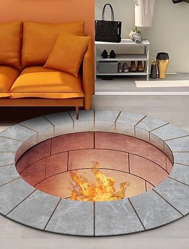  Tapete de Entrada Olho de Truque de Fogo de Halloween Tapete de Cozinha Tapete de Chão Antiderrapante Tapete de Área Resistente a Óleo Tapete Interno Externo Decoração de Quarto Tapete de Banheiro