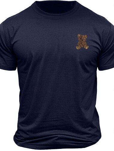  Herren Tiermotiv Spielzeugbär T Shirt T-Shirt 100% Baumwolle Kurzarm Grafik Hemd Weiß Dunkelgrau Dunkelblau Bequemes T-Shirt Straße Sport im Freien Modedesigner-Kleidung