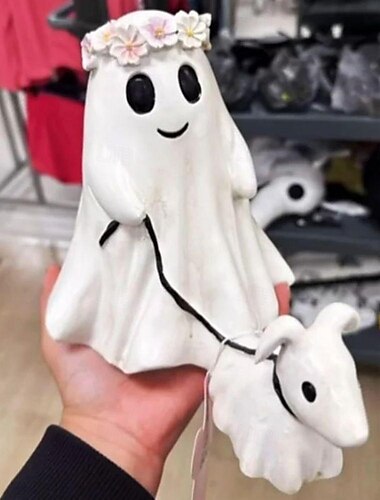  Halloween-Statue eines gehenden Hundegeistes – handgefertigte Halloween-Statue aus Kunstharz, langlebiges Kunstharz für den Innen- und Außenbereich, perfekt für die rustikale Inneneinrichtung im Bauernhaus- oder Landhausstil, ideal für das Kinderbett