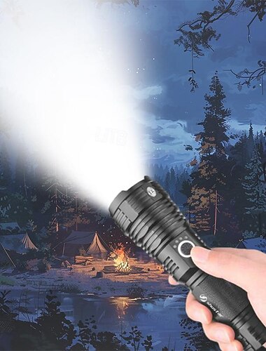  led lommelygte quad-core med xhp70.2 lampe perle taktisk lommelygte vandtæt 5 lystilstande zoombar camping jagt lys