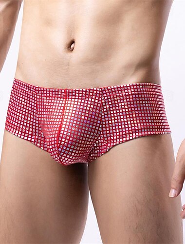  Herren 1 pc Unterwäsche Boxer Boxer-Shorts Polyester Atmungsaktiv Weich Komfortabel Plaid Mittlere Hüfthöhe Schwarz Weiß