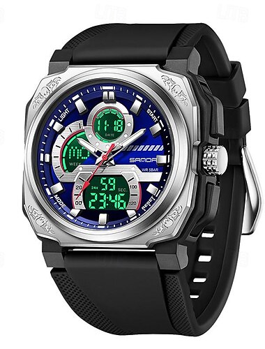  SANDA Herre Digital klokke Sport Mote Forretning Armbåndsur Stoppeklokke Vekkerklokke Nedtelling Trippel Tidssone Gummi Klokke