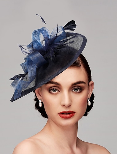  Fascinadores plumas red de sombrero de plato boda carrera de caballos día de las damas copa de Melbourne con tocado de flores para deslumbrar vestido de carrera 2025