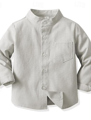  Jungen 3D Feste Farbe Hemden Langarm Sommer Frühling Modisch Basic kinderkleidung 4-12 Jahre Hemdkragen Outdoor Casual Täglich Regular Fit