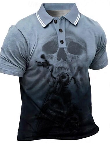  Dunkel Vintage Sportbekleidung Abstrakt Herren Poloshirt Kurzarm Outdoor Strasse Casual Sommer Frühling Bedruckt Umlegekragen Weiß Blau Grau Polyester