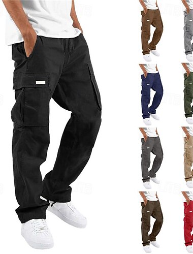  Herren Cargohose Cargohosen Cargohose Kordelzug Elastische Taille Multi Pocket Glatt tragbar Outdoor Täglich Campen und Wandern Modisch Klassisch Meerblau Schwarz