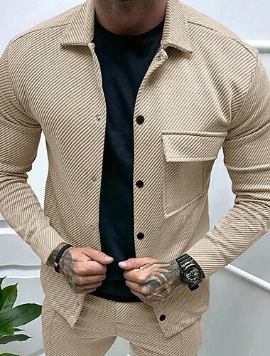  Herre Lett jakke Trucker jakke Uformell jakke Daglig Feriereise Lomme Høst vinter عادي Mote Klassisk Knaphul Normal Svart Hvit Kakifarget Lysegrå Mørkegrå Jakker