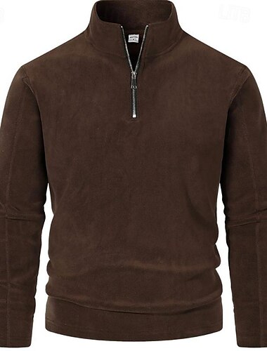 Herren Sweatshirt Pullover Sweatshirt mit Viertelreißverschluss Schwarz Braun Grün Dunkelgray Troyer Halber Reißverschluss Glatt Sport & Natur Täglich Festtage Strassenmode Basic Brautkleider schlicht