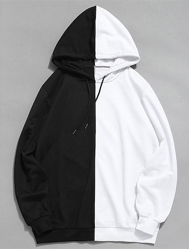  Herr Huvtröja Vit Gul Rubinrött Brun Ljusblå Huva Färgblock Lappverk Sport & Utomhus Dagligen Helgdag Streetwear Grundläggande Ledigt Vår & Höst Kläder Pull Tröjor Långärmad