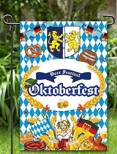  Drapeau bavarois drapeau de jardin 12x18 pouces drapeaux oktoberfest verticaux extérieurs-doubles drapeaux de jardin drapeaux de bienvenue décorations