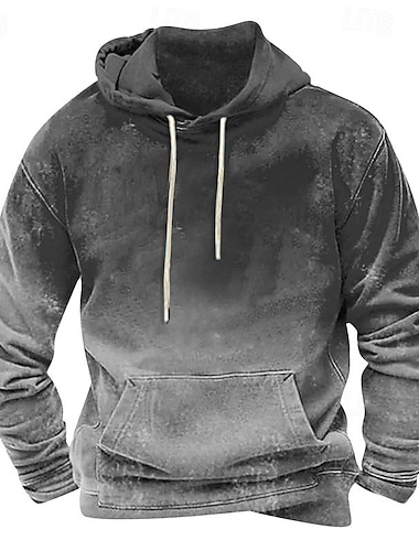  Herr Huvtröja Blå Orange Grön Grå Huva Färgblock Ficka Sport & Utomhus Dagligen Helgdag Streetwear Grundläggande Ledigt Vår & Höst Kläder Pull Tröjor