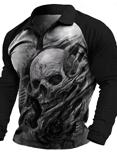  День мёртвых Муж. Черепа Рубашки поло С короткими рукавами Футболки поло Отложной Спортивная одежда Абстракция На каждый день на открытом воздухе Для улицы Повседневные Праздники 3D С принтом