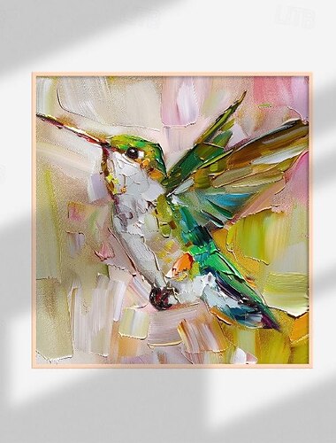  pictură în ulei de animale pictură de pasăre colibri lucrată manual l artă animală lucrată manual păsări pictură în ulei impasto de colibri decor de artă de perete pictat manual cadouri personalizate