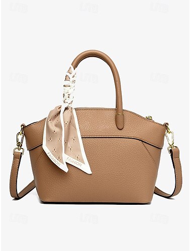  Damen Handtasche Bucket-Taschen PU-Leder B¨¹ro Täglich Festtage Reißverschluss Schals Hohe Kapazität Langlebig Multi-Carry Feste Farbe Hellbraun Khaki Beige