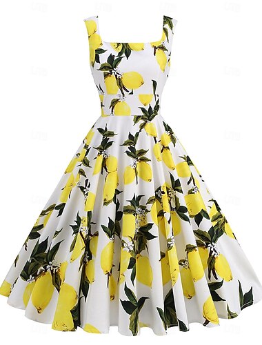  Retro Vintage 1950er Tag der Unabhängigkeit Kleid A-Linie Kleid Swing-Kleid Damen Maskerade Alltagstauglich Junggesellinnenabschiedsparty Erwachsene Kleid Abschlussballkleider