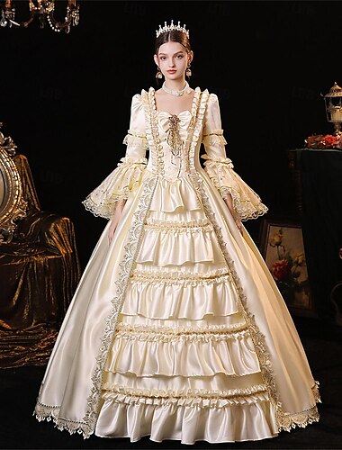  Gotico Vittoriano Ispirato al vintage Vestito Costume da festa Abito da Ballo Principessa Shakespeare Tinta unica Abito da ballo Per donna Halloween Carnevale San Valentino Feste Festa serale