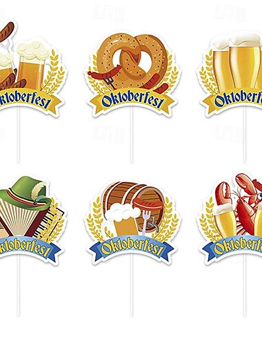  24 pcs Oktoberfest Cupcake Toppers Bière Jour Gâteau Topper Festival Bavarois Gâteau Picks pour Bière Thème Fête Fournitures Oktoberfest Décorations de Fête