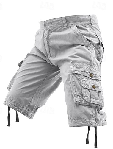  Voor heren Tactische korte broek Capri-cargoshort Cargoshorts Korte broek Wandelshorts Knop Meerdere zakken Effen Draagbaar Kuitlengte Buiten Dagelijks Kamperen&Wandelen Modieus Klassiek Zwart Wijn