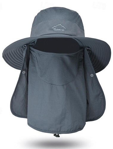 Solhatt med halsklaff Unisex Solhatt Hinkhatt Booniehatt UV-skydd för Fiske Strand Camping / vandring / grottforskning Ensfärgat Polyester Sommar Vår