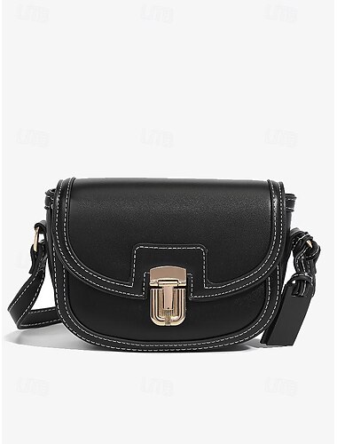  Umhängetasche für Damen – kleine Schultertasche mit Vintage-Lederbesatz und Schnallenverschluss – Beige und Braun, ideal für den täglichen Gebrauch und auf Reisen