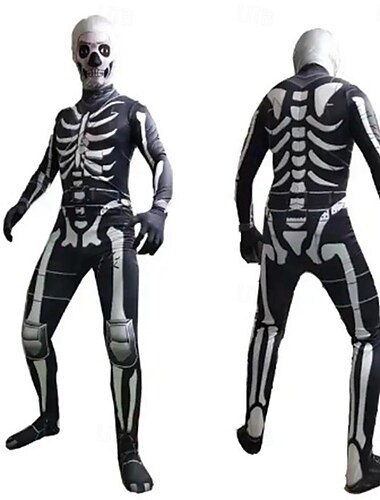  Skelett Totenkopf Cosplay Kostüm Kinder Erwachsene Herren Damen Jungen Ein Stück Cosplay Halloween Maskerade Maskerade Einfaches Karnevalskostüm