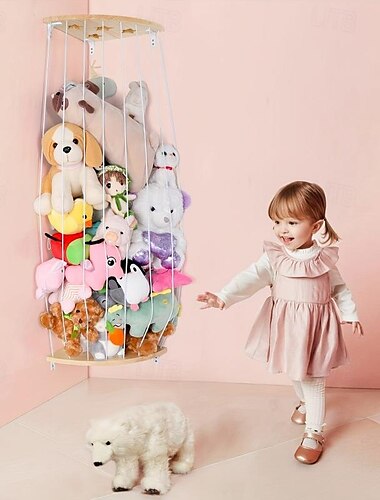  Adjustable Stuffed Animal Storage Organizer Cuddly Toy Storage Plush Toy Storage Hanging Soft Toys Shelf for Bedroom Living Room Children's Room Nursery Shelves