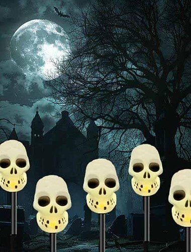  5 pçs solar halloween ao ar livre à prova dwaterproof água luzes do gramado abóbora crânio faróis villa pátio passarela jardim ao ar livre paisagem lâmpada festa de halloween assustador luz noturna