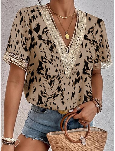  Wohnende elegante Spitzenoberteile Augenbluse Spitzenoberteil Arbeit Ausgehen Vintage stilvolle Kurzarm romantische kleine Oberteile Sommerferienbekleidung blau Sommer Frühling