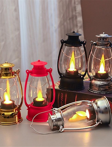  Luz de caballo electrónica LED, luz de vela, lámpara de aceite pequeña retro, luz de vela electrónica, luz de viento nostálgica creativa, adorno de escritorio, luz nocturna pequeña, luces decorativas