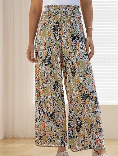  Femme Ample Pantalon Mode Longue Floral Pantalon de Yoga Fluide Ceinture élastique Imprimé Respirabilité Confortable Micro-élastique Casual Quotidien Arc-en-ciel Printemps été Ample