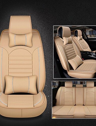  Fundas para asientos de coche, juego completo compatible con pu, banco dividido delantero y trasero, 5 asientos, fundas para asientos de coche fáciles de instalar