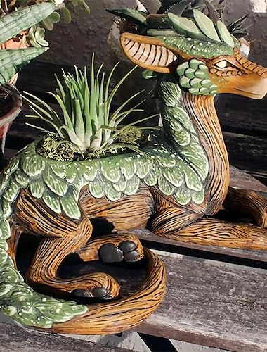  drakenplanter, creatief tuinbewakerstandbeeld, ideale sculptuur  & beeldjes, woondecoratie, cadeau