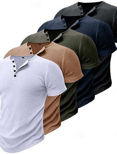 Herren Henley Hemd Muskelshirt Geripptes Strick-T-Shirt T-Shirt Kurze Ärmel Einfach Mode Designer Basic Henley Urlaub Straße Ausgehen Sommer Armee-Grün Schwarz Weiß Henley T-Shirt   Herren Henley Hemd Muskelshirt Geripptes Strick-T-Shirt T-Shirt Kurze Ärmel Einfach Mode Designer Basic Henley Urlaub Straße Ausgehen Sommer Armee-Grün Schwarz Weiß Henley T-Shirt
