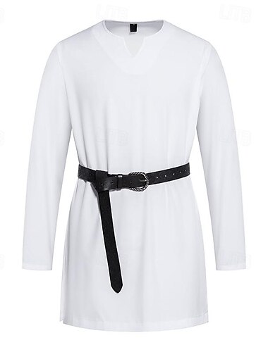  Médiéval Renaissance 17ème siècle Chemise Tunique Ren Faire Guerrier Viking Ranger Tir à l'arc Couleur Unie Homme Viking Fantaisie Halloween Carnaval Mascarade LARP Adulte Chemise